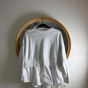 Calvin Klein Jeans Grey Mixed Media Layered Shirt Hem Sweatshirt